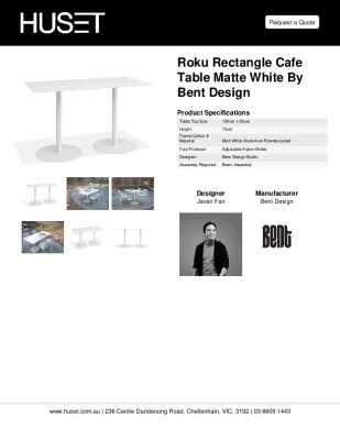 Tear Sheet: Roku Rectangle Cafe Table Matte White by Bent Design