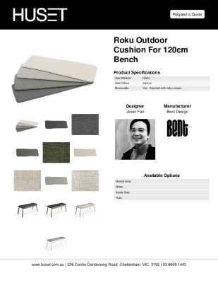 Tear Sheet: Roku Outdoor Cushion for 120cm Bench