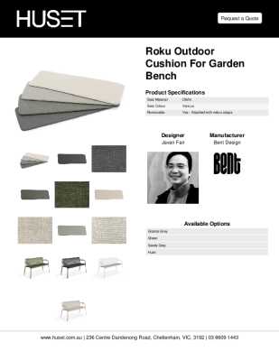 Tear Sheet: Roku Outdoor Cushion for Garden Bench