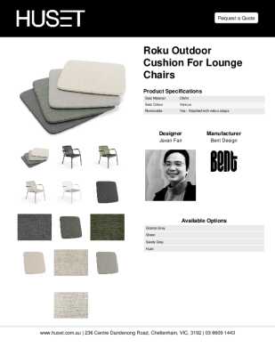 Tear Sheet: Roku Outdoor Cushion for Lounge Chairs