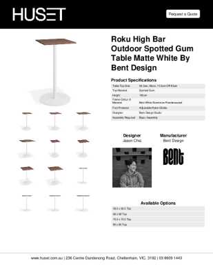 Tear Sheet: Roku High Bar Outdoor Spotted Gum Table Matte White by Bent Design