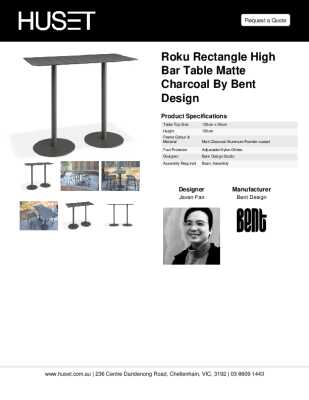 Tear Sheet: Roku Rectangle High Bar Table Matte Charcoal by Bent Design