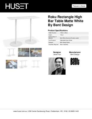 Tear Sheet: Roku Rectangle High Bar Table Matte White by Bent Design