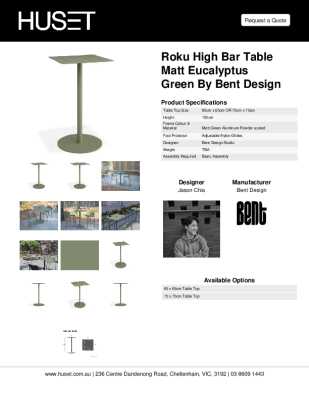 Tear Sheet: Roku High Bar Table Matt Eucalyptus Green by Bent Design