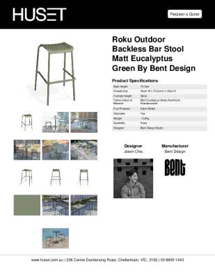 Tear Sheet: Roku Outdoor Backless Bar Stool Matt Eucalyptus Green By Bent Design
