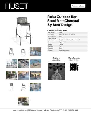 Tear Sheet: Roku Outdoor Bar Stool Matt Charcoal By Bent Design