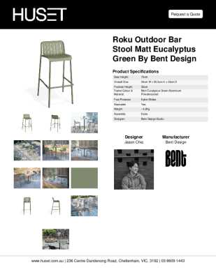 Tear Sheet: Roku Outdoor Bar Stool Matt Eucalyptus Green By Bent Design