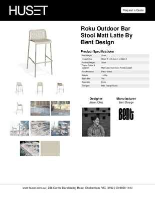 Tear Sheet: Roku Outdoor Bar Stool Matt Latte By Bent Design 