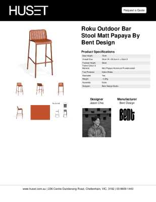 Tear Sheet: Roku Outdoor Bar Stool Matt Papaya By Bent Design