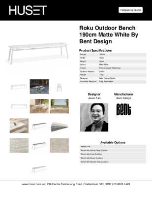 Tear Sheet: Roku Outdoor Bench 190cm Matte White by Bent Design
