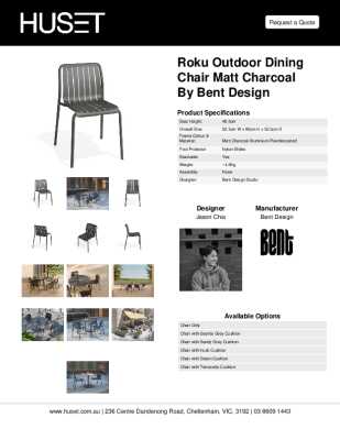 Tear Sheet: Roku Outdoor Dining Chair Matt Charcoal By Bent Design 