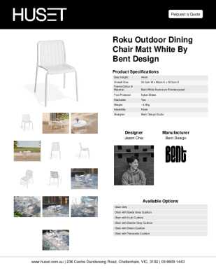 Tear Sheet: Roku Outdoor Dining Chair Matt White by Bent Design
