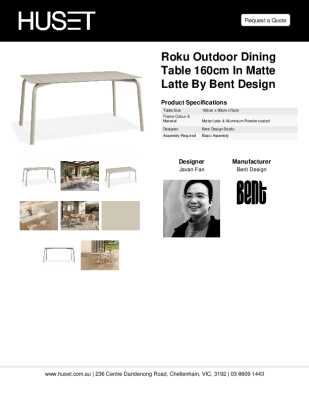 Tear Sheet: Roku Outdoor Dining Table 160cm in Matte Latte by Bent Design