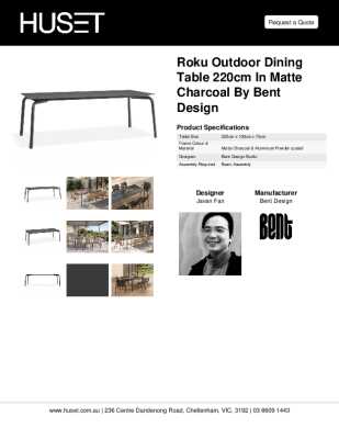 Tear Sheet: Roku Outdoor Dining Table 220cm in Matte Charcoal by Bent Design