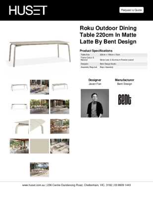 Tear Sheet: Roku Outdoor Dining Table 220cm in Matte Latte by Bent Design