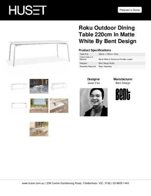 Tear Sheet: Roku Outdoor Dining Table 220cm in Matte White by Bent Design