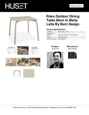 Tear Sheet: Roku Outdoor Dining Table 90cm in Matte Latte by Bent Design