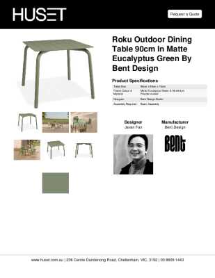 Tear Sheet: Roku Outdoor Dining Table 90cm in Matte Eucalyptus Green by Bent Design