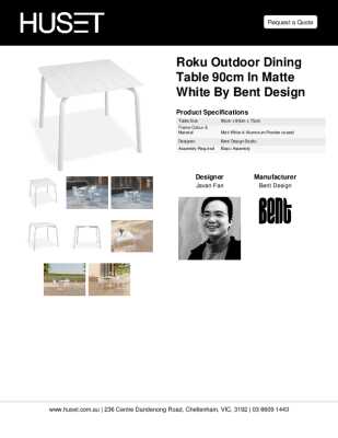 Tear Sheet: Roku Outdoor Dining Table 90cm in Matte White by Bent Design