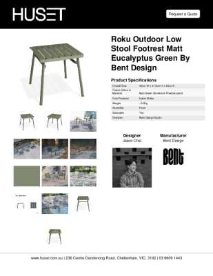 Tear Sheet: Roku Outdoor Low Stool Footrest Matt Eucalyptus Green By Bent Design