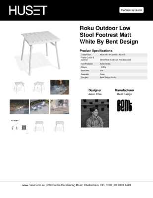 Tear Sheet: Roku Outdoor Low Stool Footrest Matt White By Bent Design