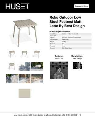 Tear Sheet: Roku Outdoor Low Stool Footrest Matt Latte By Bent Design