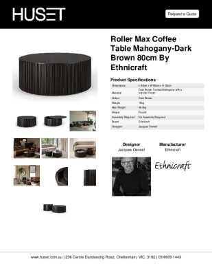 Tear Sheet: Roller Max Coffee Table Mahogany-Dark Brown 80cm by Ethnicraft