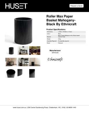 Tear Sheet: Roller Max Paper Basket Mahogany-Black by Ethnicraft