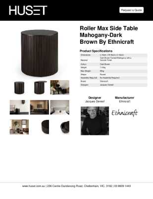 Tear Sheet: Roller Max Side Table Mahogany-Dark Brown by Ethnicraft
