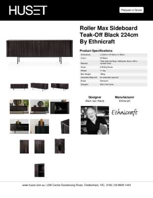 Tear Sheet: Roller Max Sideboard Teak-Off Black 224cm by Ethnicraft