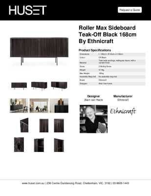 Tear Sheet: Roller Max Sideboard Teak-Off Black 168cm by Ethnicraft