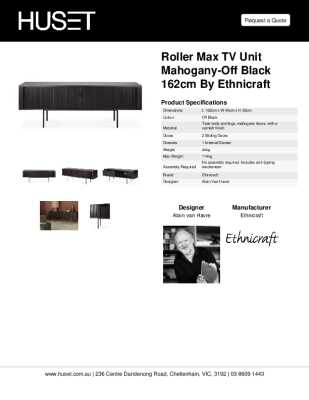 Tear Sheet: Roller Max TV Unit Mahogany-Off Black 162cm by Ethnicraft