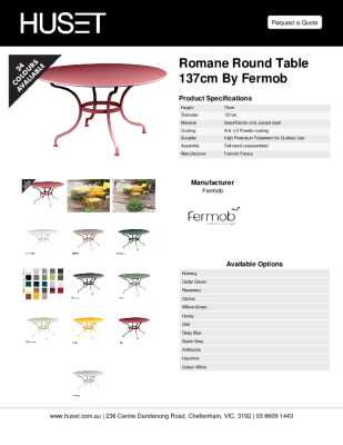 Tear Sheet: Romane Round Table 137cm by Fermob