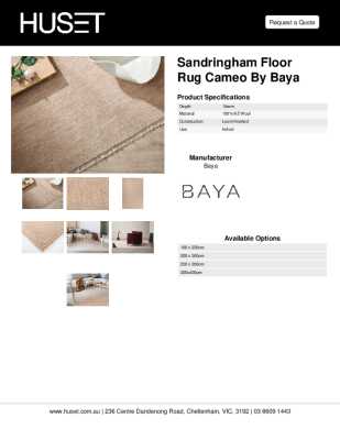 Tear Sheet: Sandringham Floor Rug Cameo by Baya