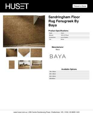 Tear Sheet: Sandringham Floor Rug Fenugreek by Baya