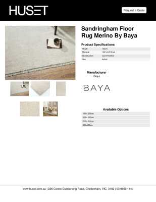 Tear Sheet: Sandringham Floor Rug Merino by Baya