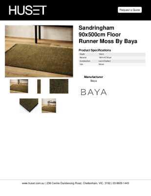 Tear Sheet: Sandringham 90x500cm Floor Runner Moss by Baya