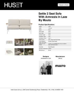 Tear Sheet: Settle 2 Seat Sofa with Armrests in Laze by Muuto