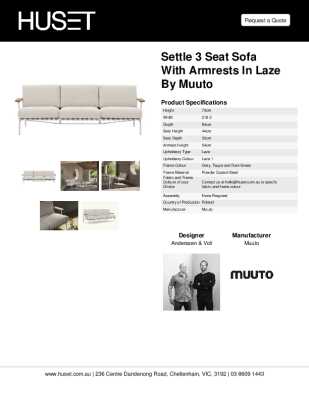 Tear Sheet: Settle 3 Seat Sofa with Armrests in Laze by Muuto