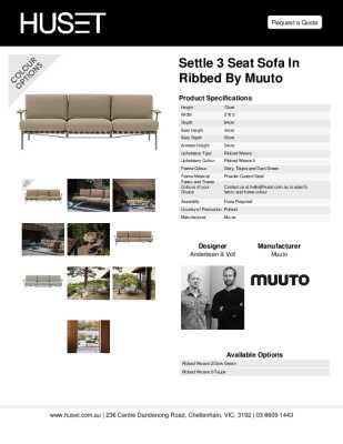 Tear Sheet: Settle 3 Seat Sofa with Armrests in Ribbed Weave by Muuto