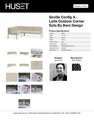 Tear Sheet: Seville Config A - Latte Outdoor Corner Sofa by Bent Design