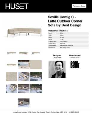 Tear Sheet: Seville Config C - Latte Outdoor Corner Sofa by Bent Design