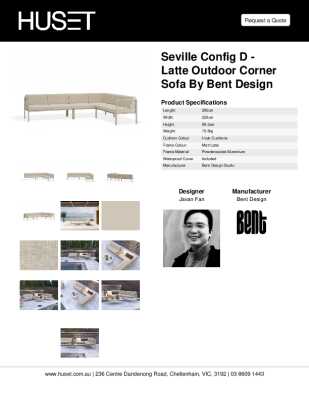 Tear Sheet: Seville Config D - Latte Outdoor Corner Sofa by Bent Design