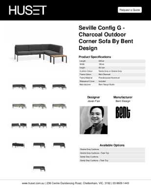 Tear Sheet: Seville Config G - Charcoal Outdoor Corner Sofa by Bent Design