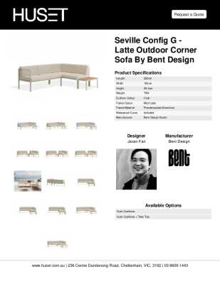 Tear Sheet: Seville Config G - Latte Outdoor Corner Sofa by Bent Design