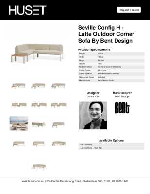 Tear Sheet: Seville Config H - Latte Outdoor Corner Sofa by Bent Design