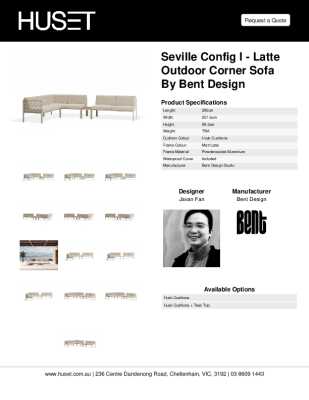 Tear Sheet: Seville Config I - Latte Outdoor Corner Sofa by Bent Design