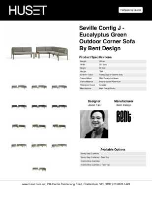 Tear Sheet: Seville Config J - Eucalyptus Green Outdoor Corner Sofa by Bent Design