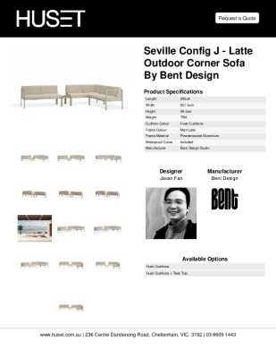 Tear Sheet: Seville Config J - Latte Outdoor Corner Sofa by Bent Design