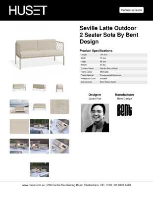Tear Sheet: Seville Latte Outdoor 2 Seater Sofa by Bent Design